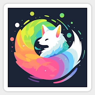 Rainbow fox circle Sticker